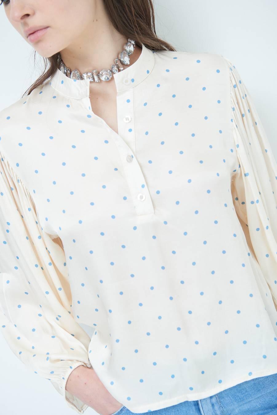 Kikisix CASACCA POIS RASO AZZURRO Nuovi prodotti