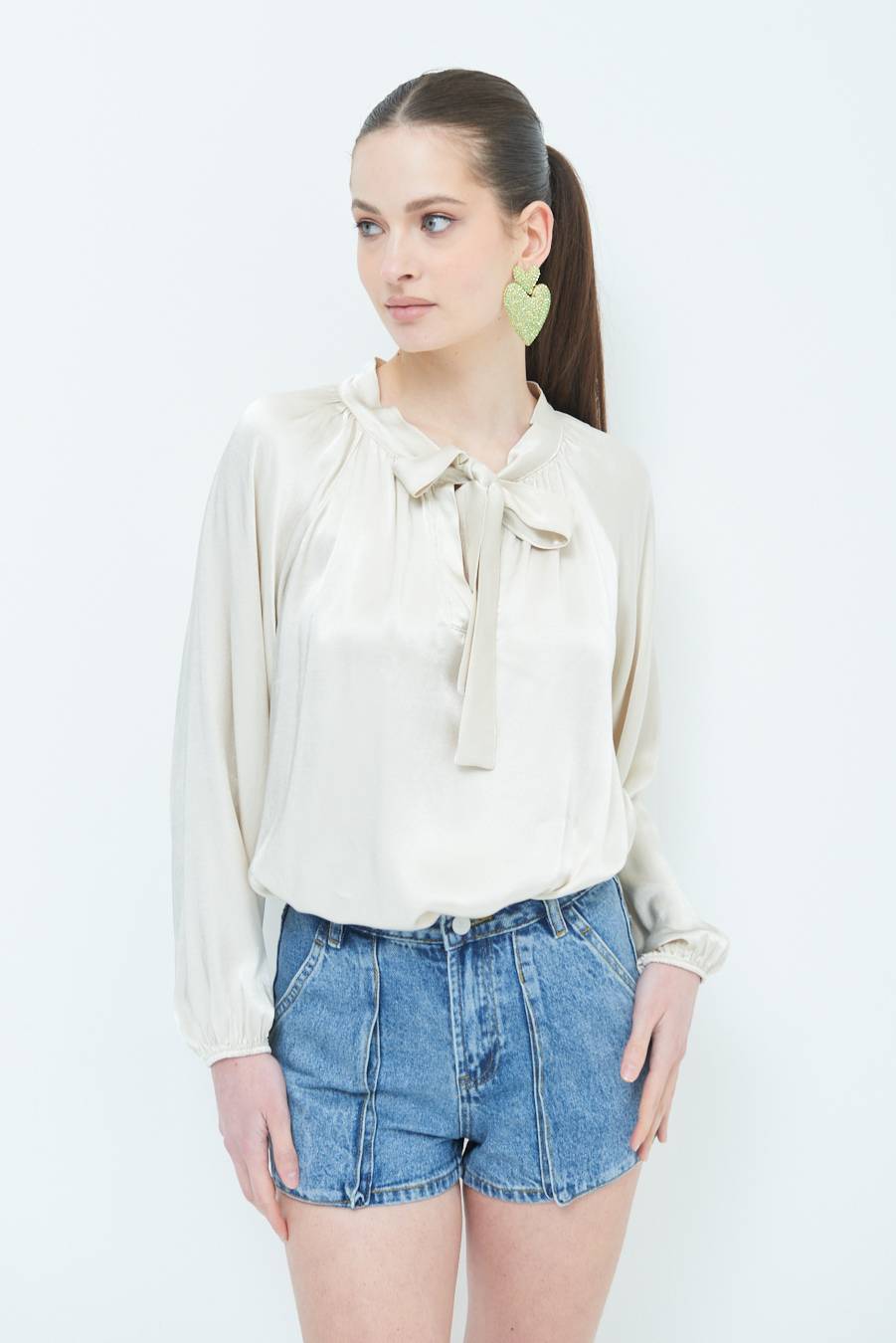 Kikisix CASACCA RASO VISCOSA FIOCCO/CRAVATTA BEIGE Offerte stagionali