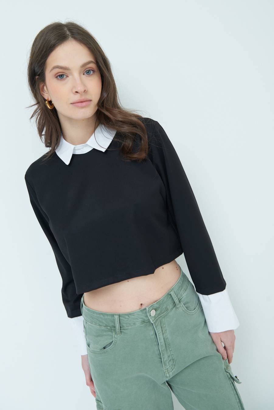 Kikisix CASACCA FINTA CAMICIA BIANCO/NERO Prezzo basso