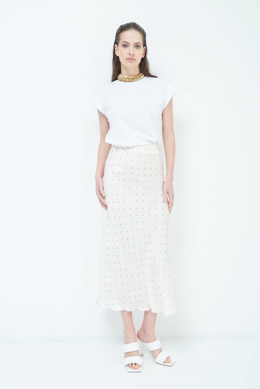 Kikisix GONNA POIS RASO AZZURRO Ultimi tre giorni