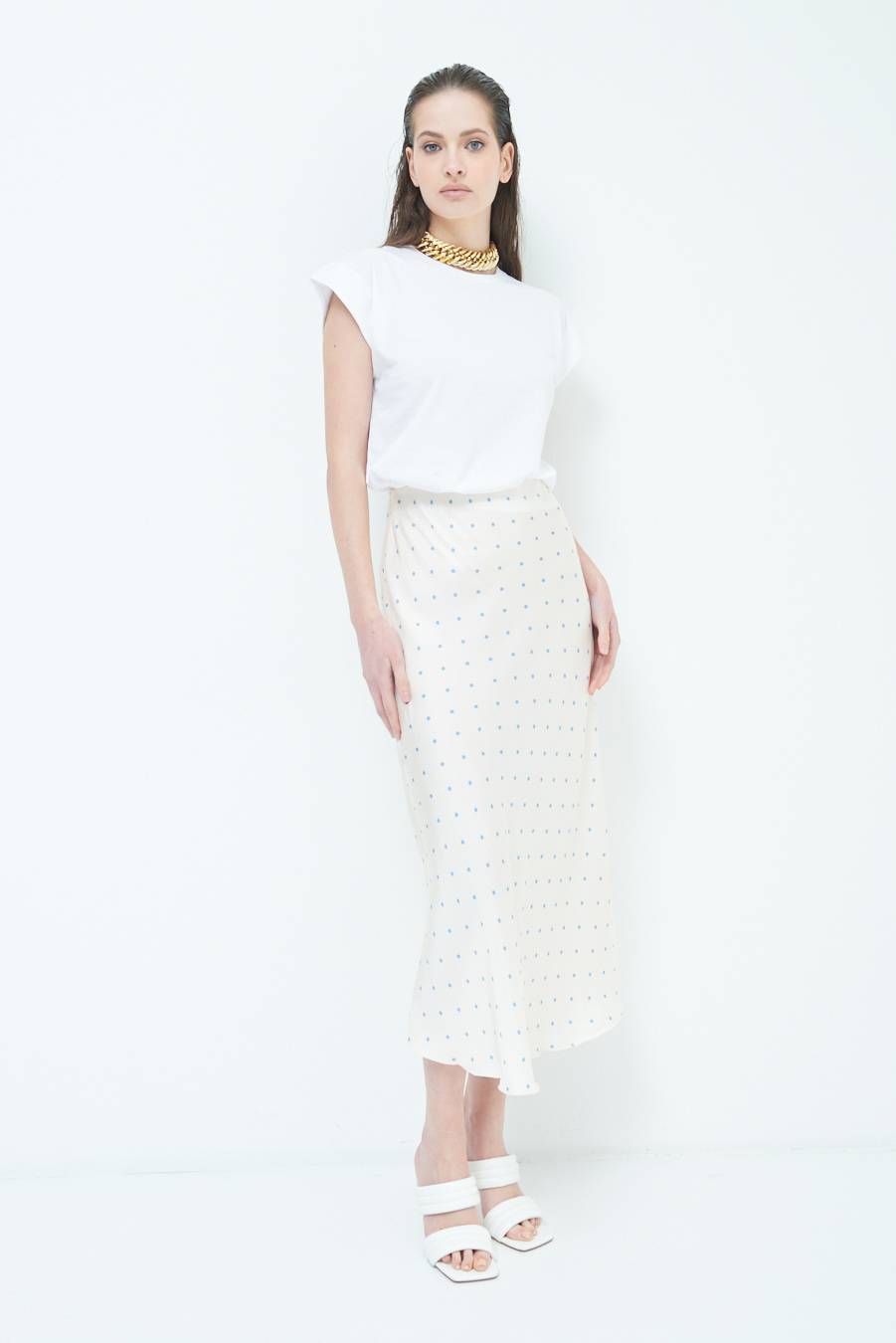 Kikisix GONNA POIS RASO AZZURRO Ultimi tre giorni