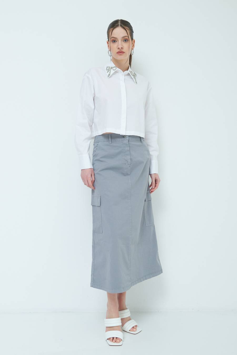 Kikisix GONNA CON TASCONI GRIGIO Solo un giorno rimasto