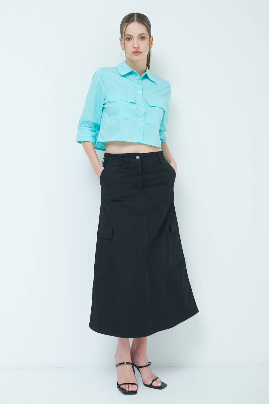 Kikisix GONNA CON TASCONI NERO Super sconto