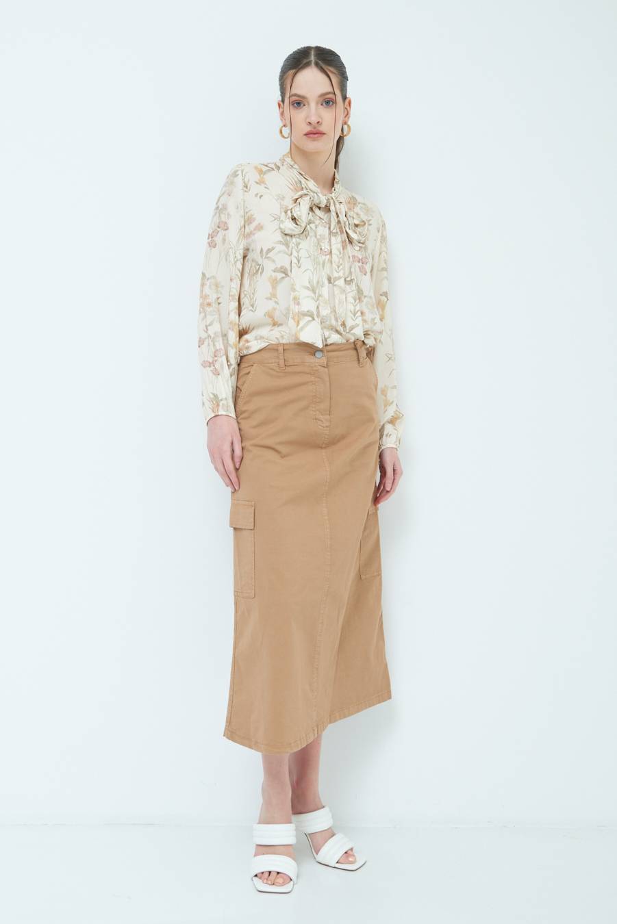 Kikisix GONNA CON TASCONI BEIGE Enormi sconti