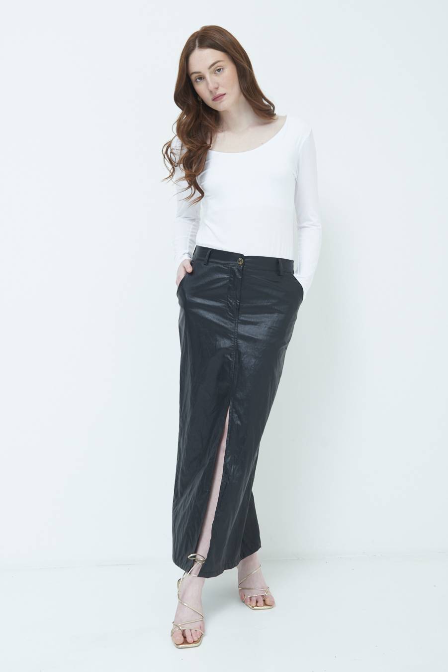 Kikisix GONNA ECOPELLE STROPICCIATA NERO 2025