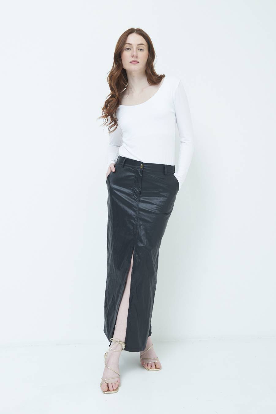 Kikisix GONNA ECOPELLE STROPICCIATA NERO 2025