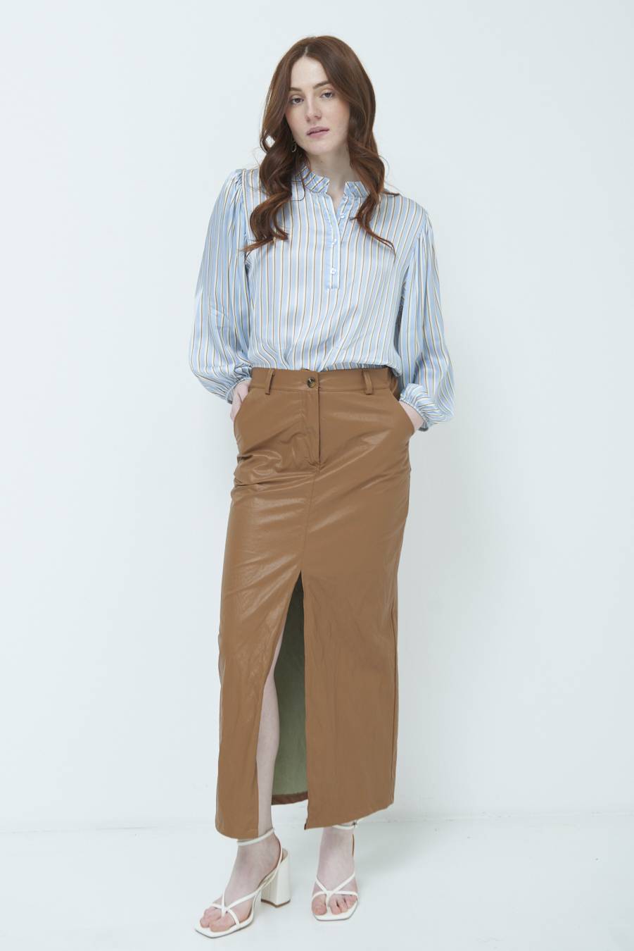 Kikisix GONNA ECOPELLE STROPICCIATA BEIGE