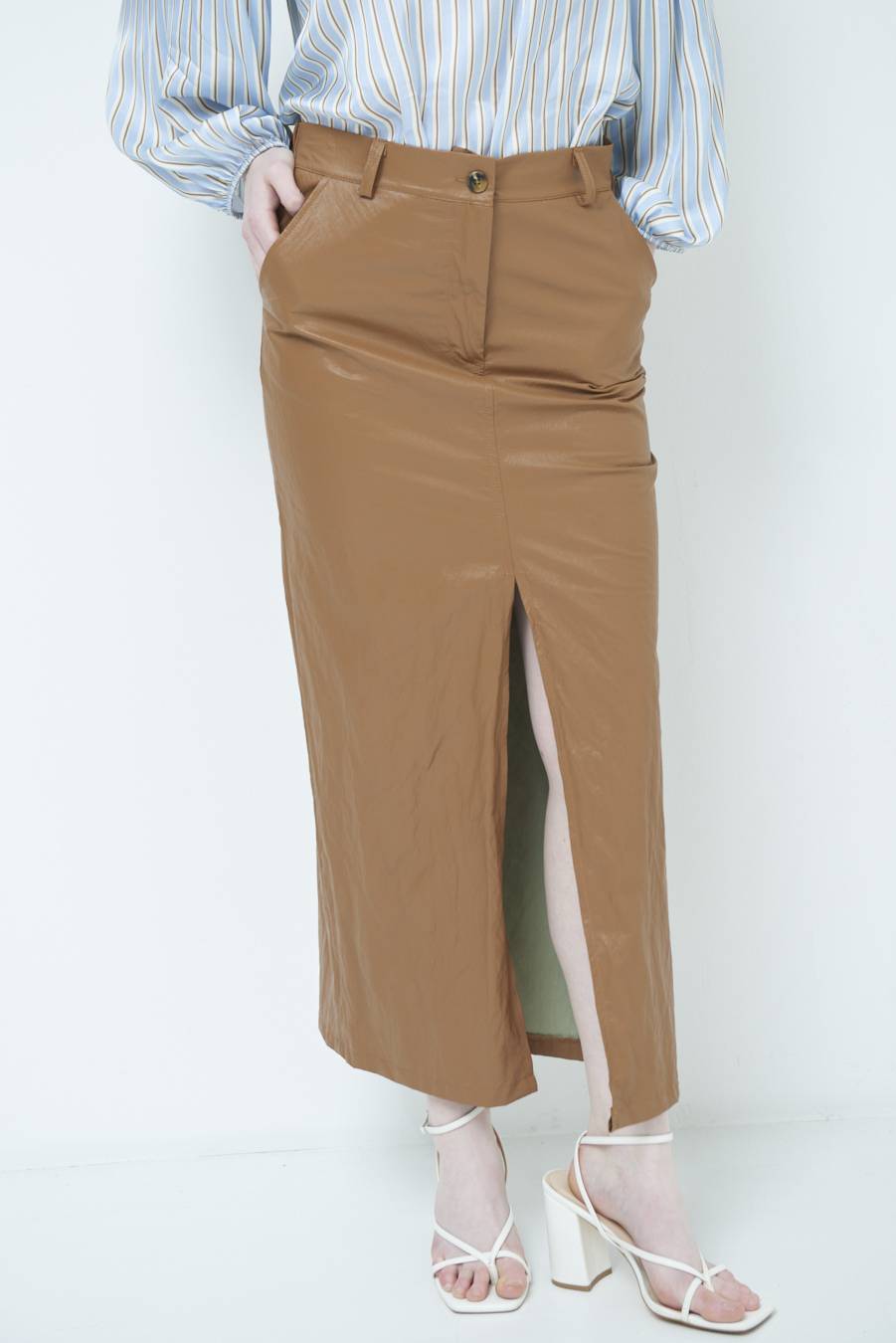 Kikisix GONNA ECOPELLE STROPICCIATA BEIGE Italy