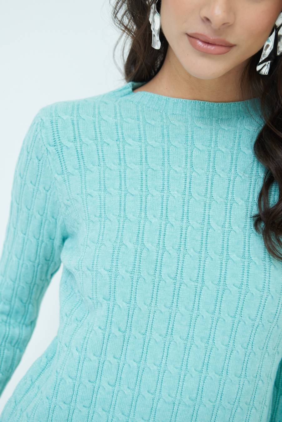 Kikisix MAGLIA PARICOLLO DISEGNO TRECCIA MENTA Italia