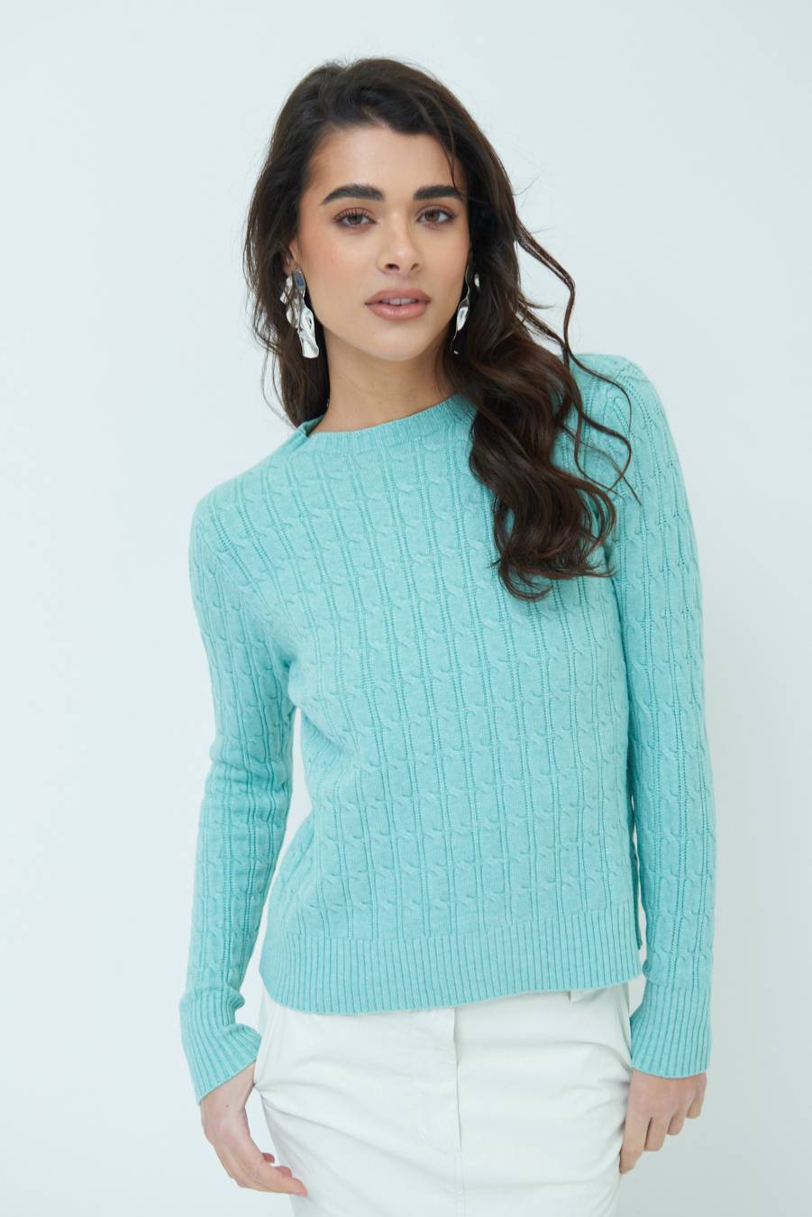 Kikisix MAGLIA PARICOLLO DISEGNO TRECCIA MENTA Italia