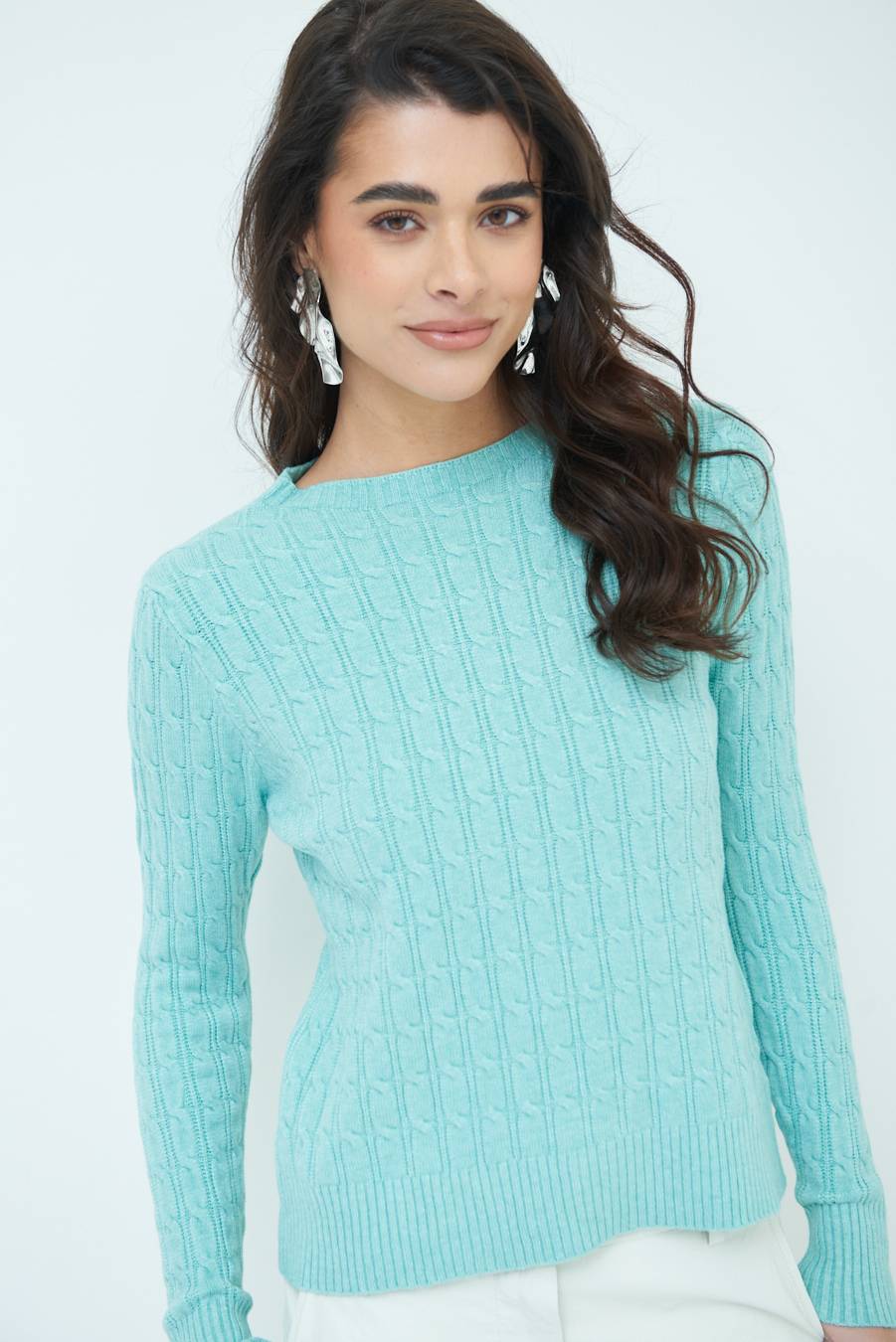 Kikisix MAGLIA PARICOLLO DISEGNO TRECCIA MENTA Italia