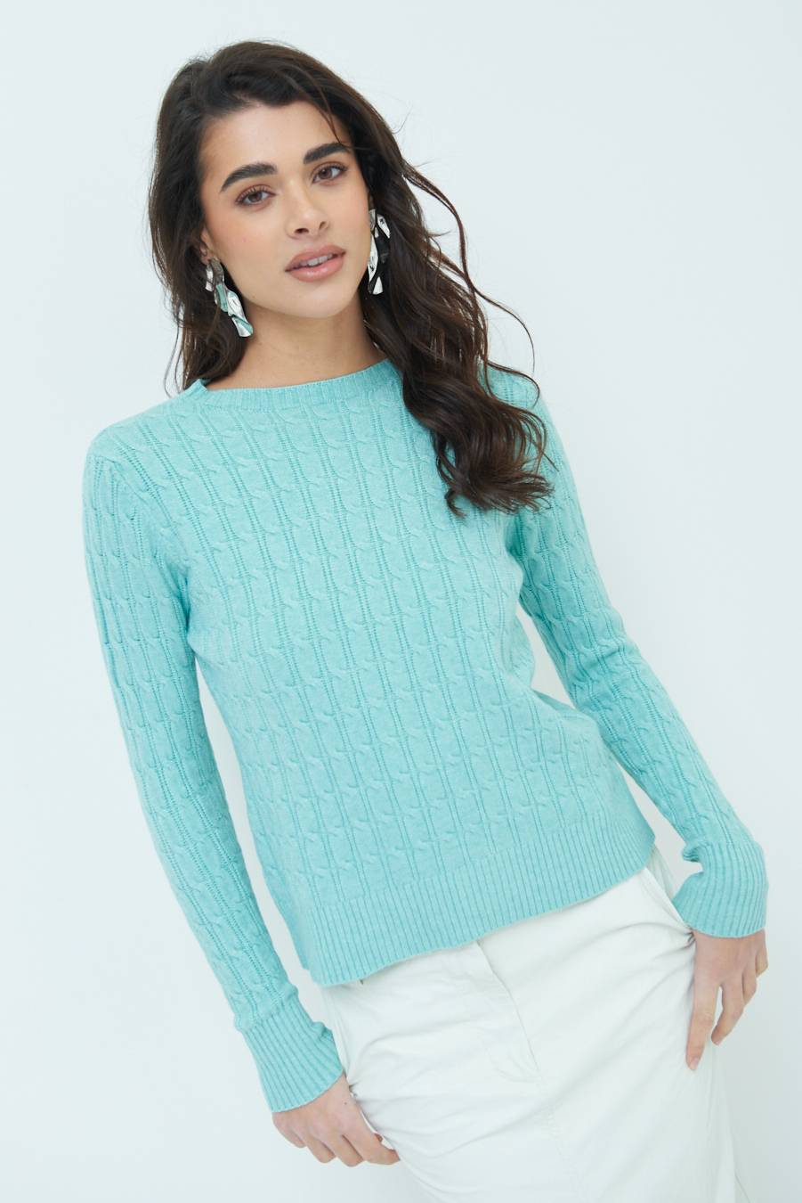 Kikisix MAGLIA PARICOLLO DISEGNO TRECCIA MENTA Italia