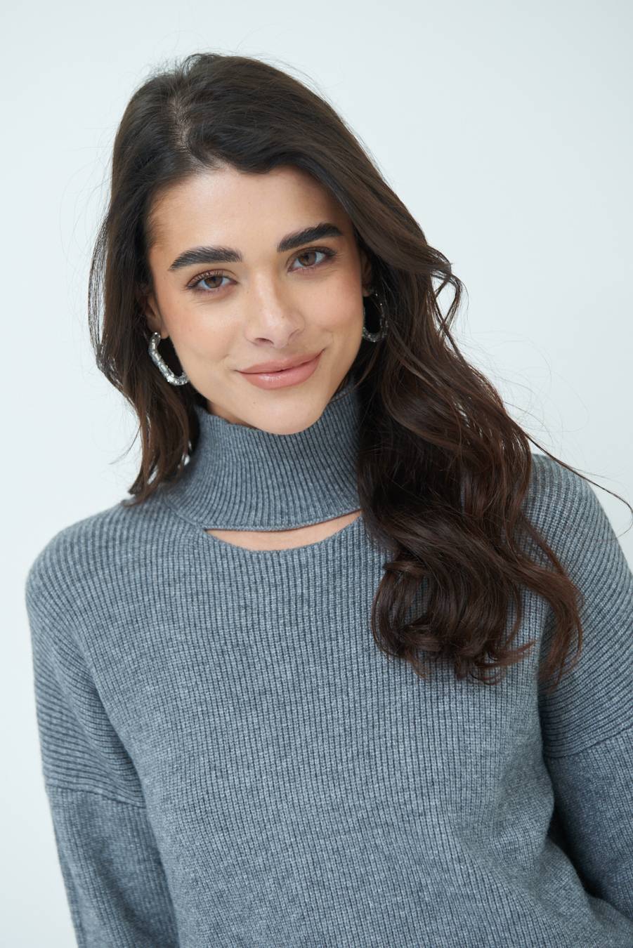 Kikisix MAGLIA COSTINA BUCO DAV. GRIGIO