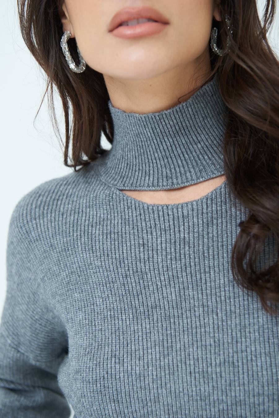 Kikisix MAGLIA COSTINA BUCO DAV. GRIGIO Qualità