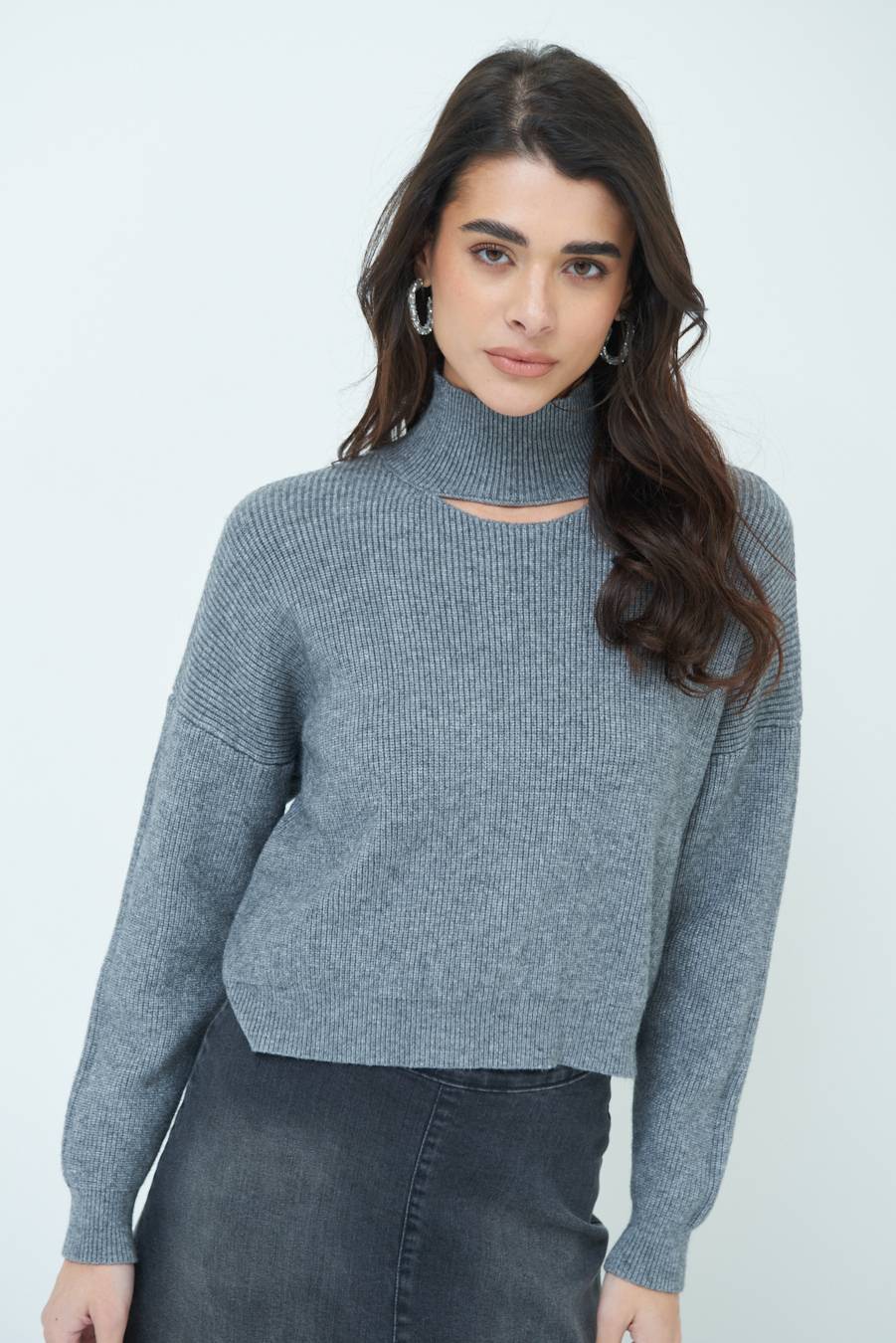 Kikisix MAGLIA COSTINA BUCO DAV. GRIGIO Qualità