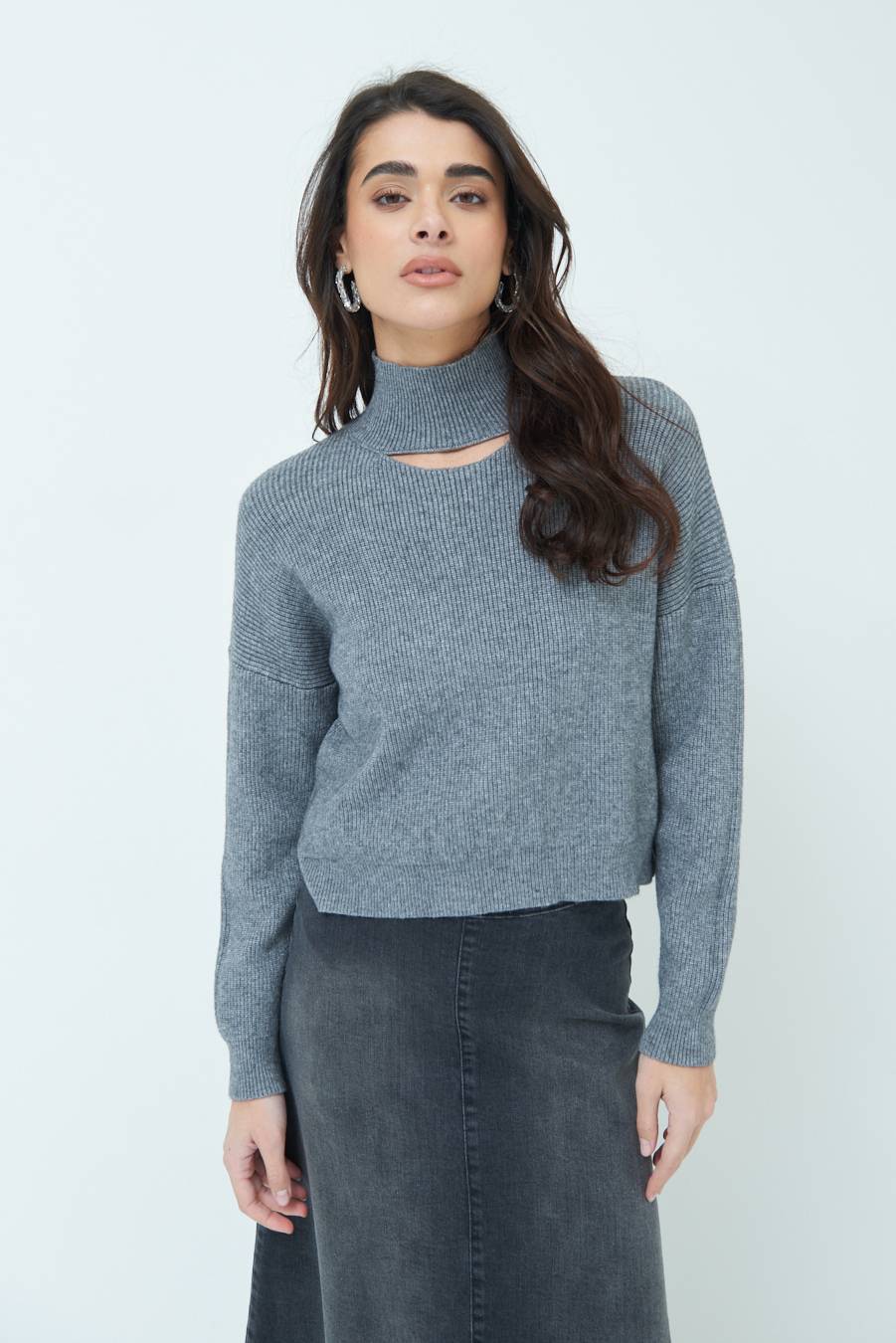 Kikisix MAGLIA COSTINA BUCO DAV. GRIGIO Qualità