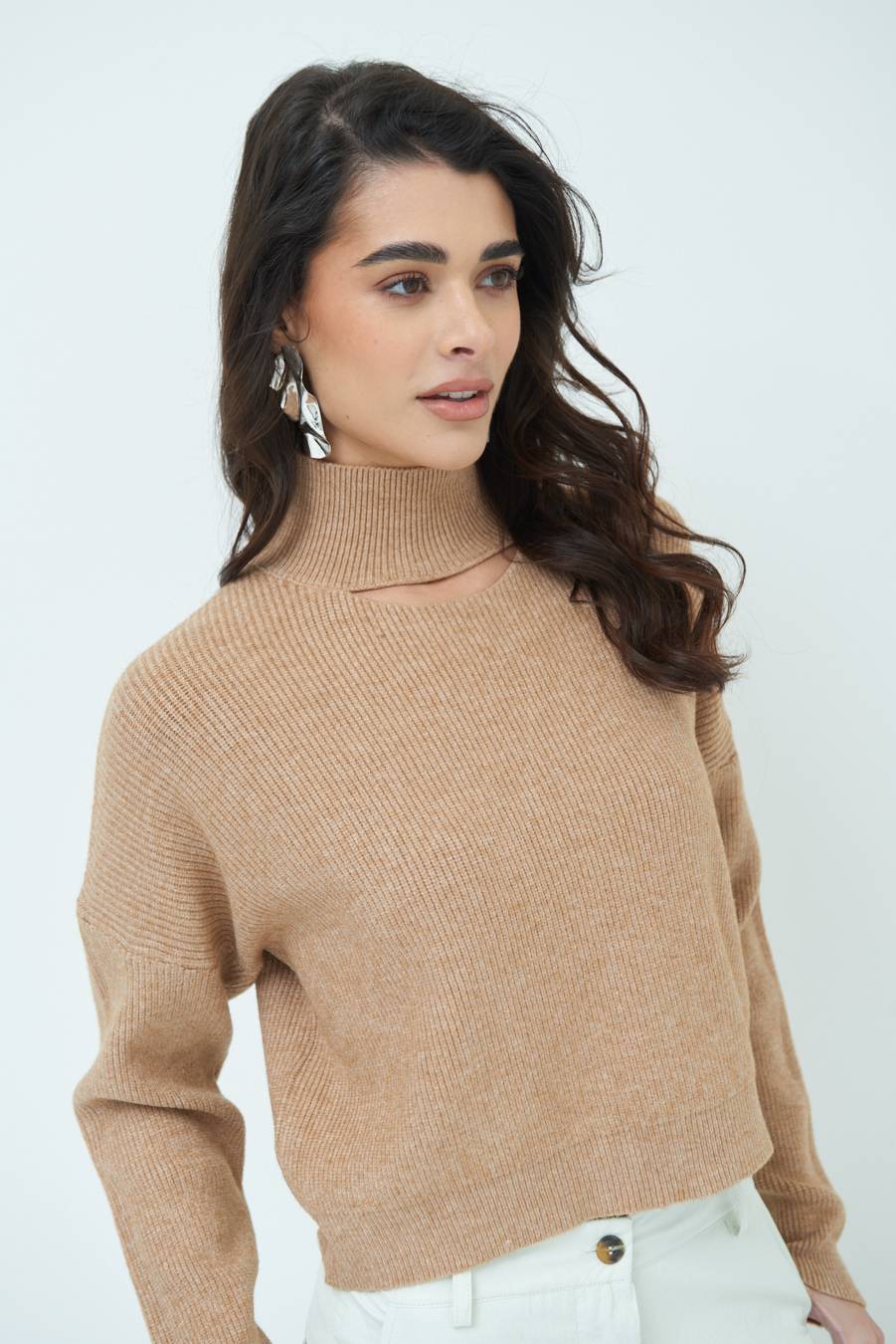 Kikisix MAGLIA COSTINA BUCO DAV. CAMMELLO