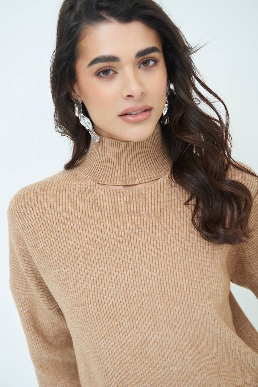 Kikisix MAGLIA COSTINA BUCO DAV. CAMMELLO Vendita