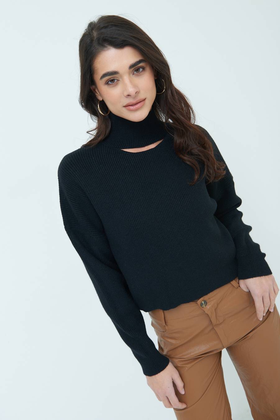 Kikisix MAGLIA COSTINA BUCO DAV. NERO Promozione