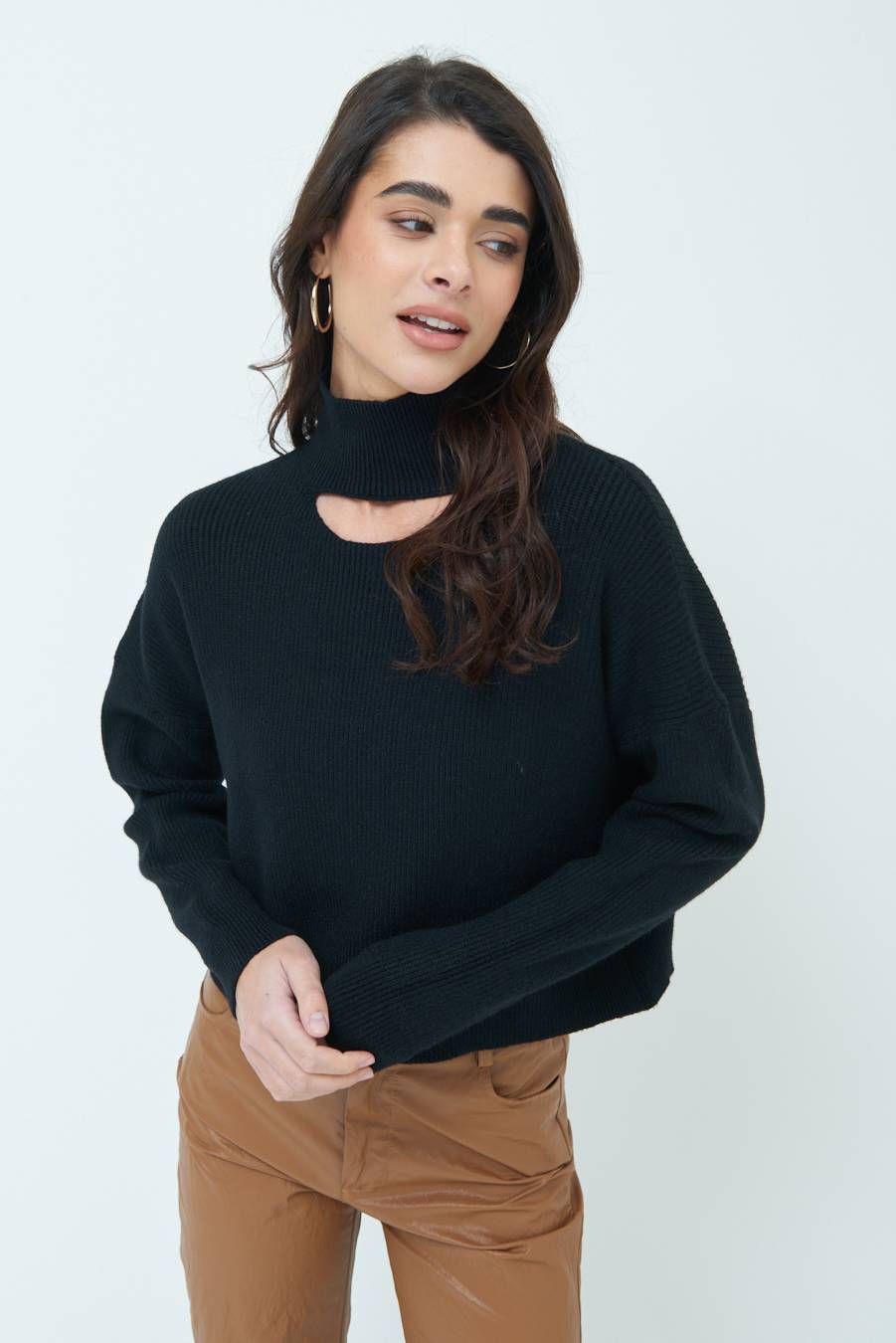 Kikisix MAGLIA COSTINA BUCO DAV. NERO Promozione