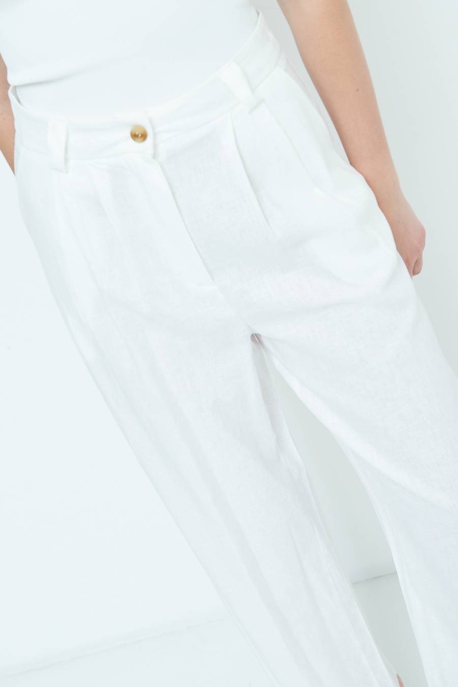 Kikisix PANTA PALAZZO CON PINCE BIANCO Soddisfazione Garantita