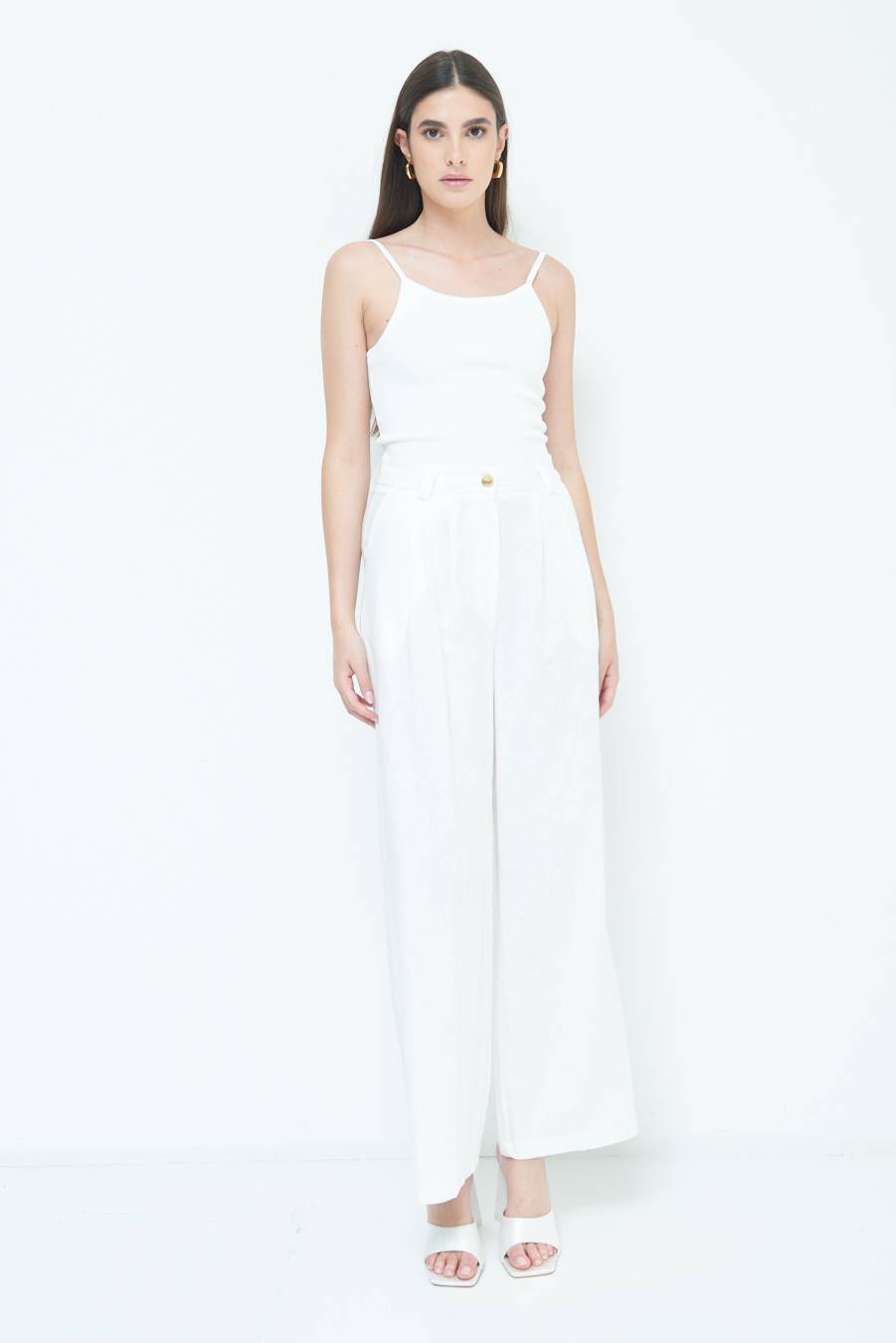 Kikisix PANTA PALAZZO CON PINCE BIANCO Soddisfazione Garantita