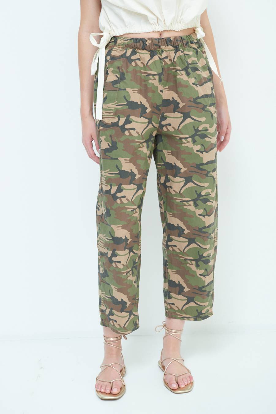 Kikisix PANTALONE MIMETICO STAMPA CON ELASTICO VERDE MILITARE Qualità Garantita