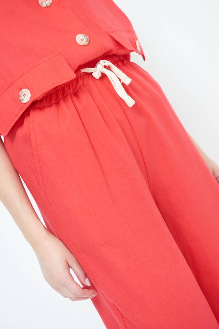 Kikisix PANTA PALAZZO CON ELASTICO VISCOSA LINO ROSSO Acquista Ora