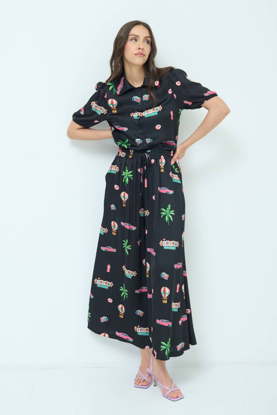 Kikisix PANTALONE PALAZZO NERO Prezzo Ridotto