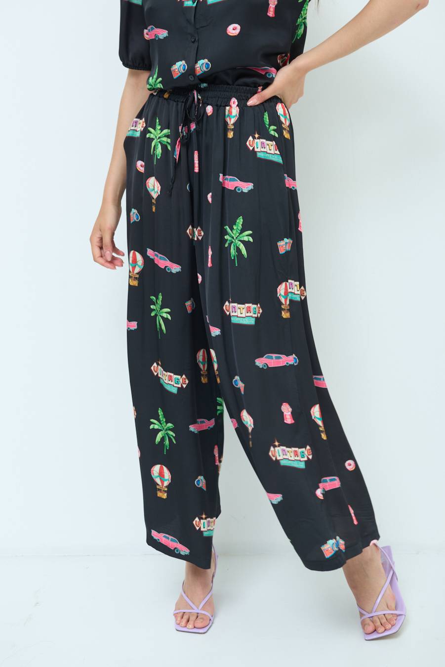 Kikisix PANTALONE PALAZZO NERO Prezzo Ridotto