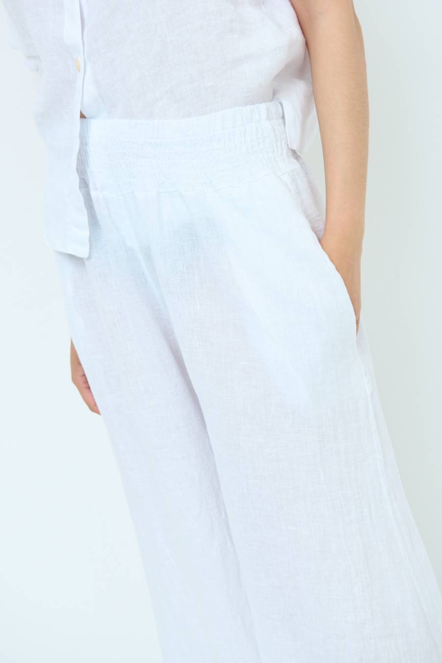 Kikisix PANTA PALAZZO LINO CON ELASTICI BIANCO Convenienza