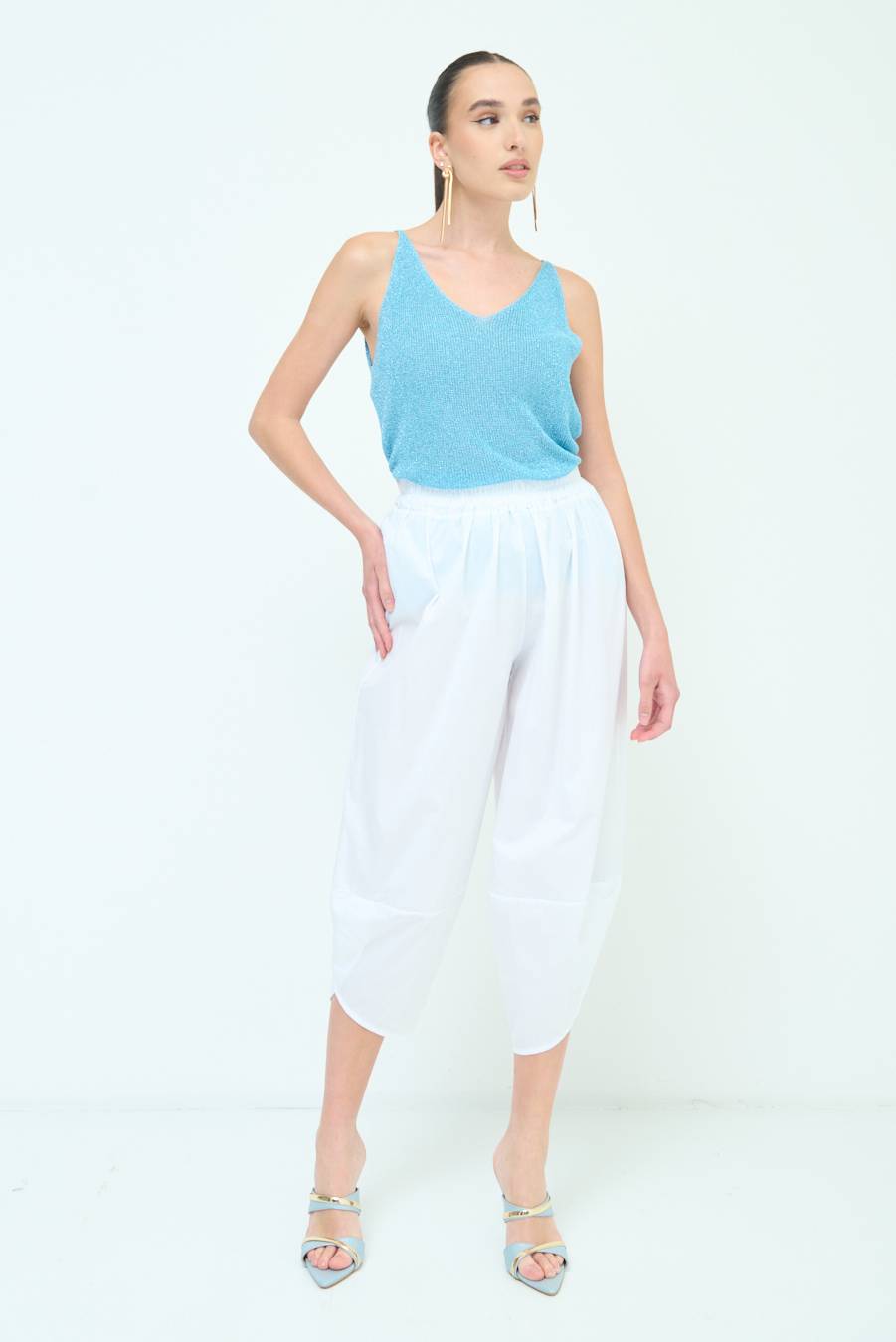 Kikisix PANTALONE OVER BIANCO