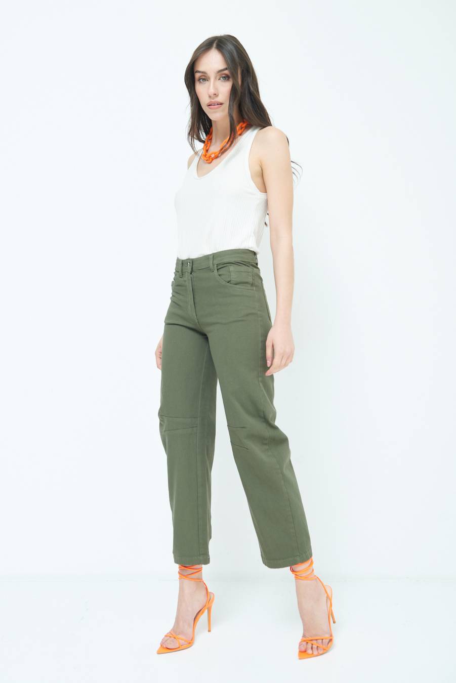 Kikisix PANTALONE LINEA UOVO VERDE MILITARE Vendita Economica