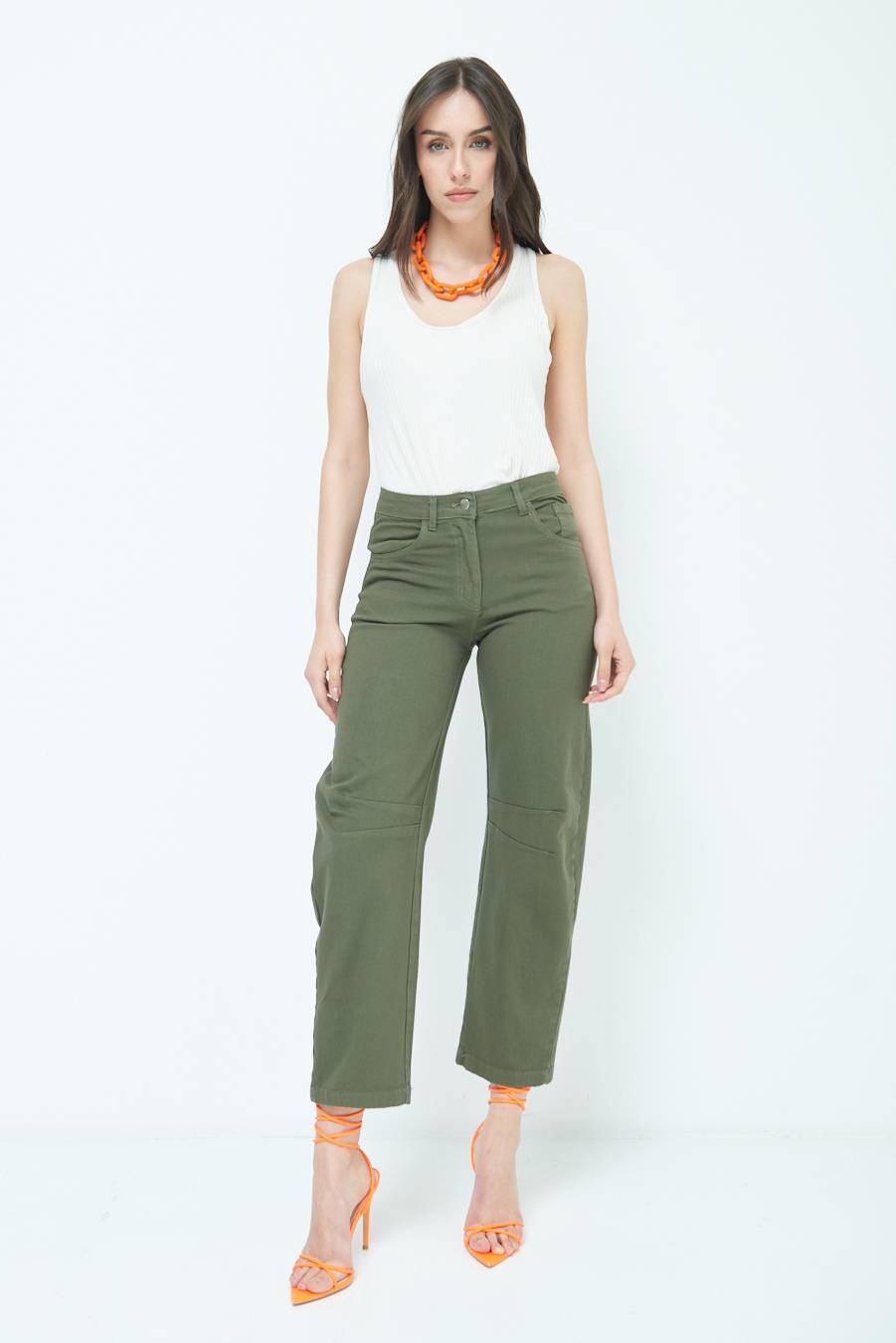 Kikisix PANTALONE LINEA UOVO VERDE MILITARE Vendita Economica