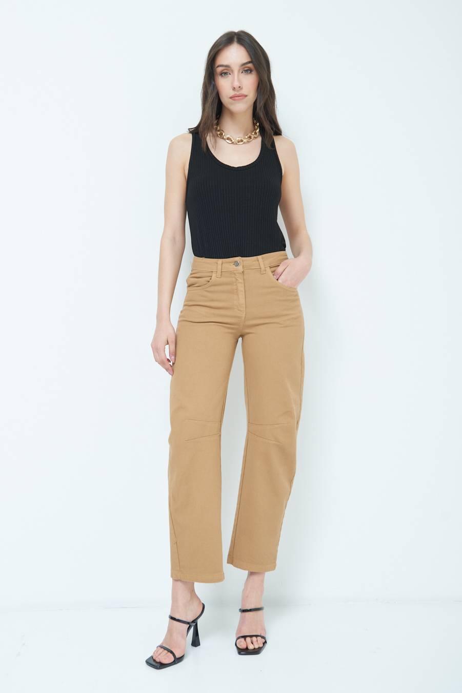 Kikisix PANTALONE LINEA UOVO CAMMELLO