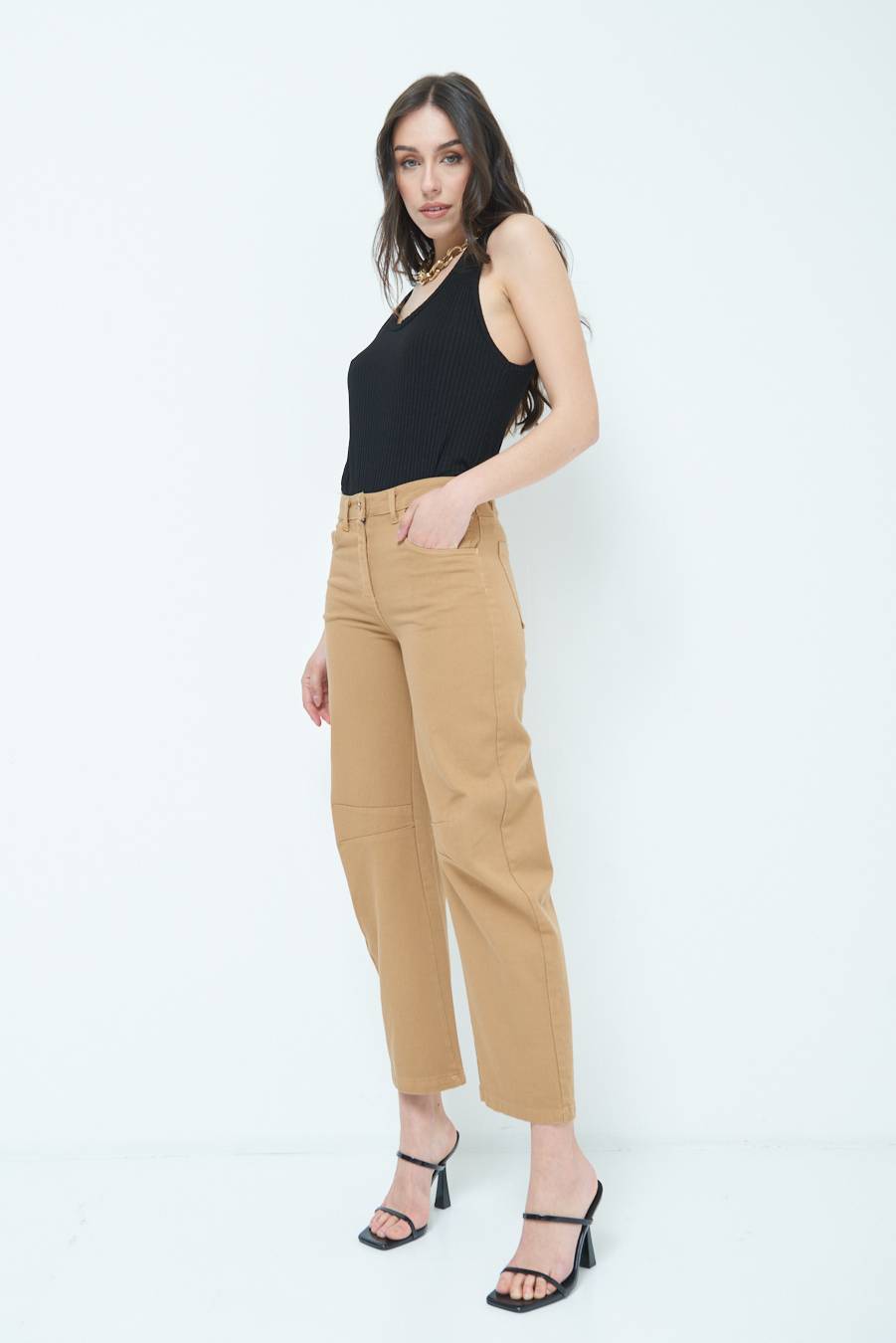 Kikisix PANTALONE LINEA UOVO CAMMELLO Vendite Flash