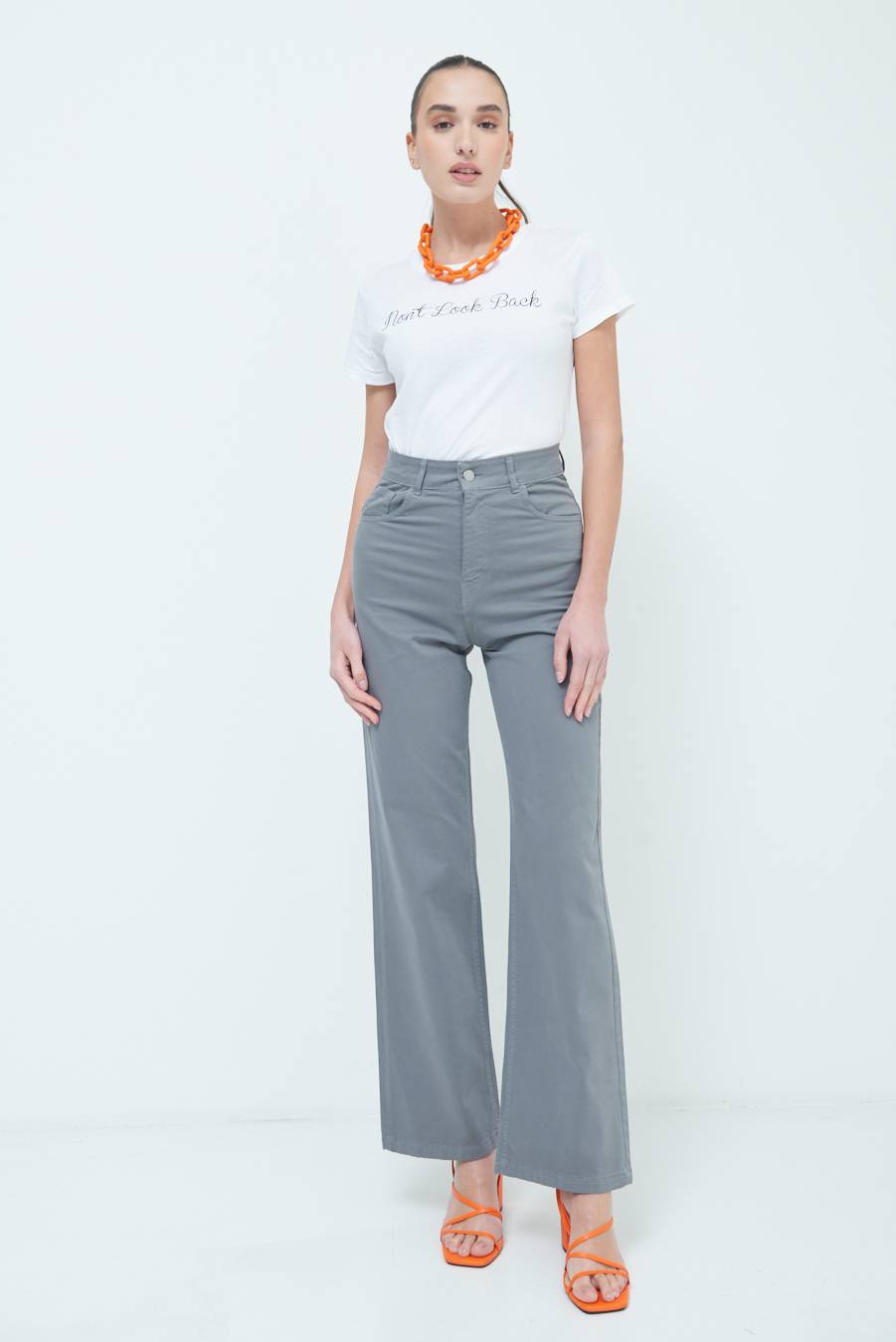 Kikisix PANTALONE PALAZZO GRIGIO Offerta Pasqua