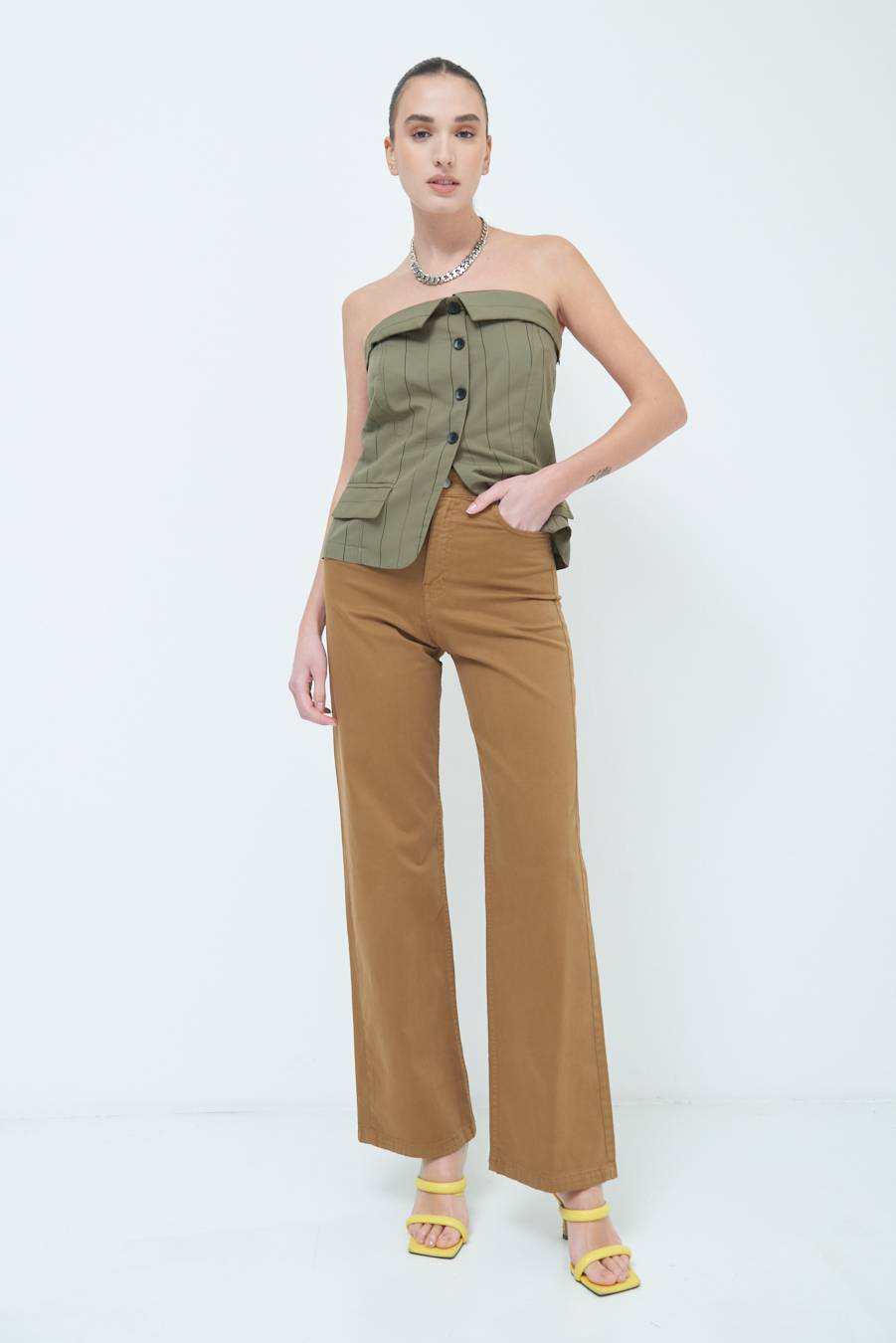 Kikisix PANTALONE PALAZZO BEIGE Offerta Giorno del Papà