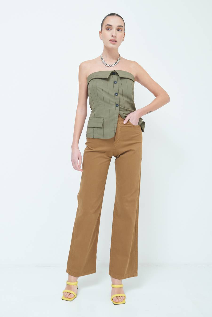 Kikisix PANTALONE PALAZZO BEIGE Offerta Giorno del Papà