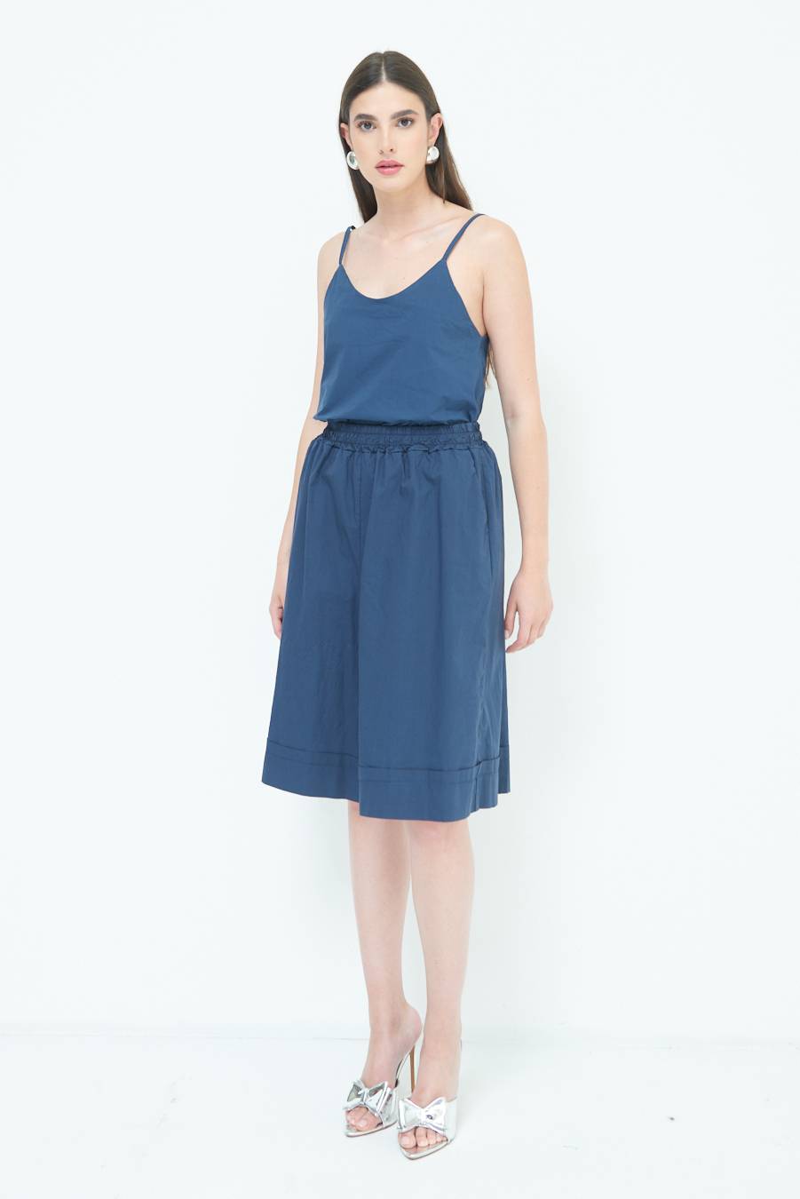 Kikisix PANTALONE CROP CON RISVOLTO BLU Grandi sconti