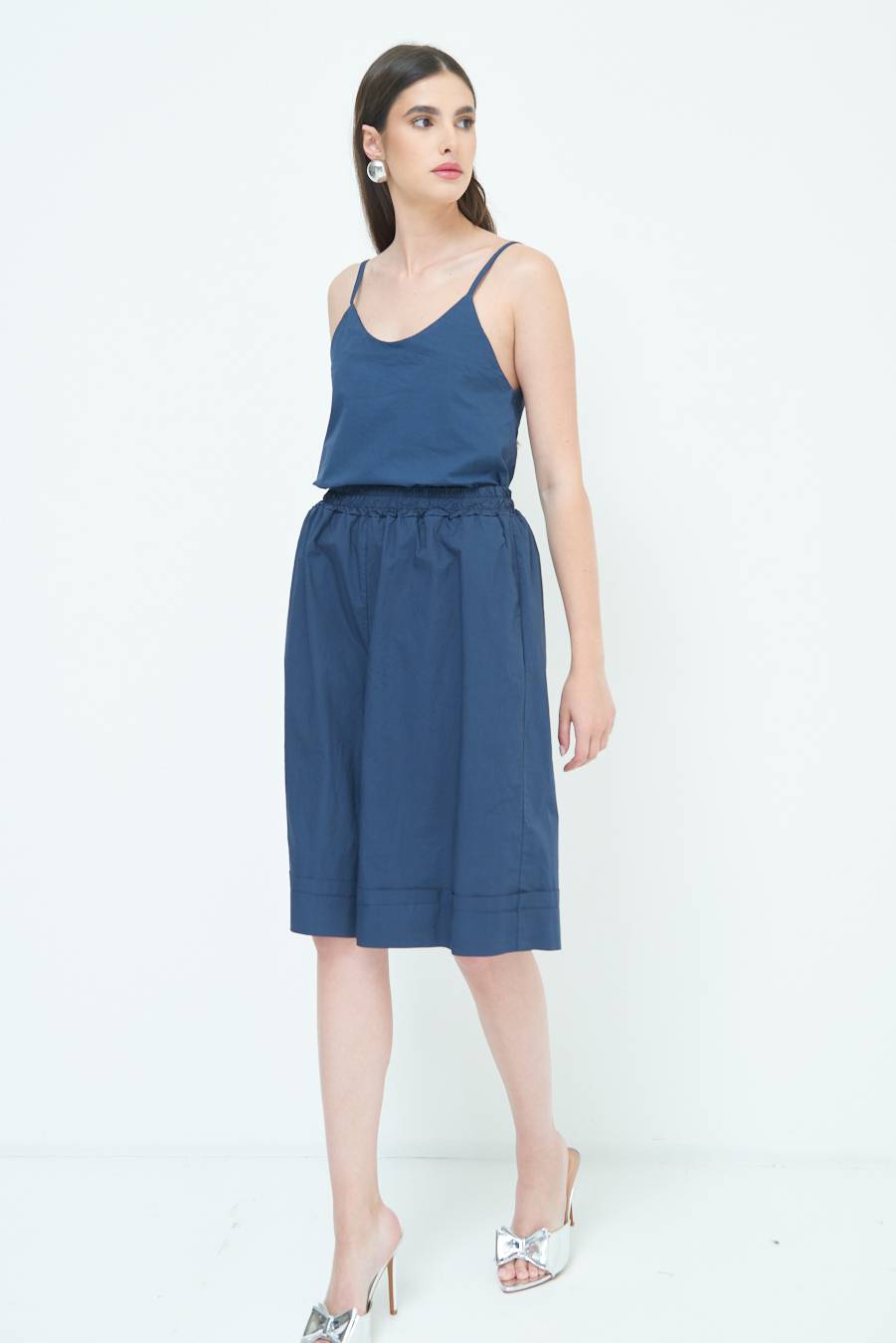 Kikisix PANTALONE CROP CON RISVOLTO BLU Grandi sconti