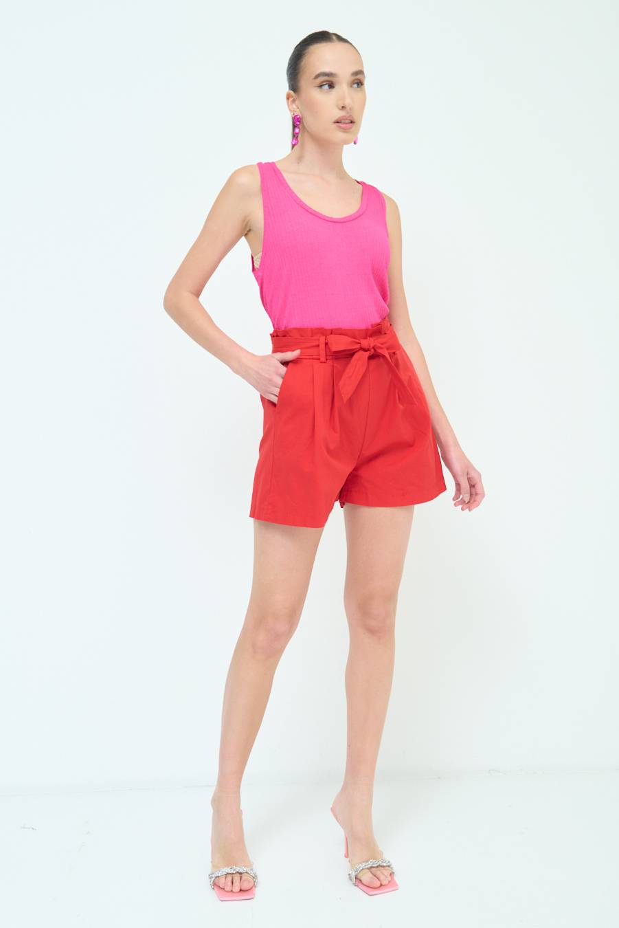 Kikisix SHORT CON CINTURA FASCIA ROSSO Bestseller