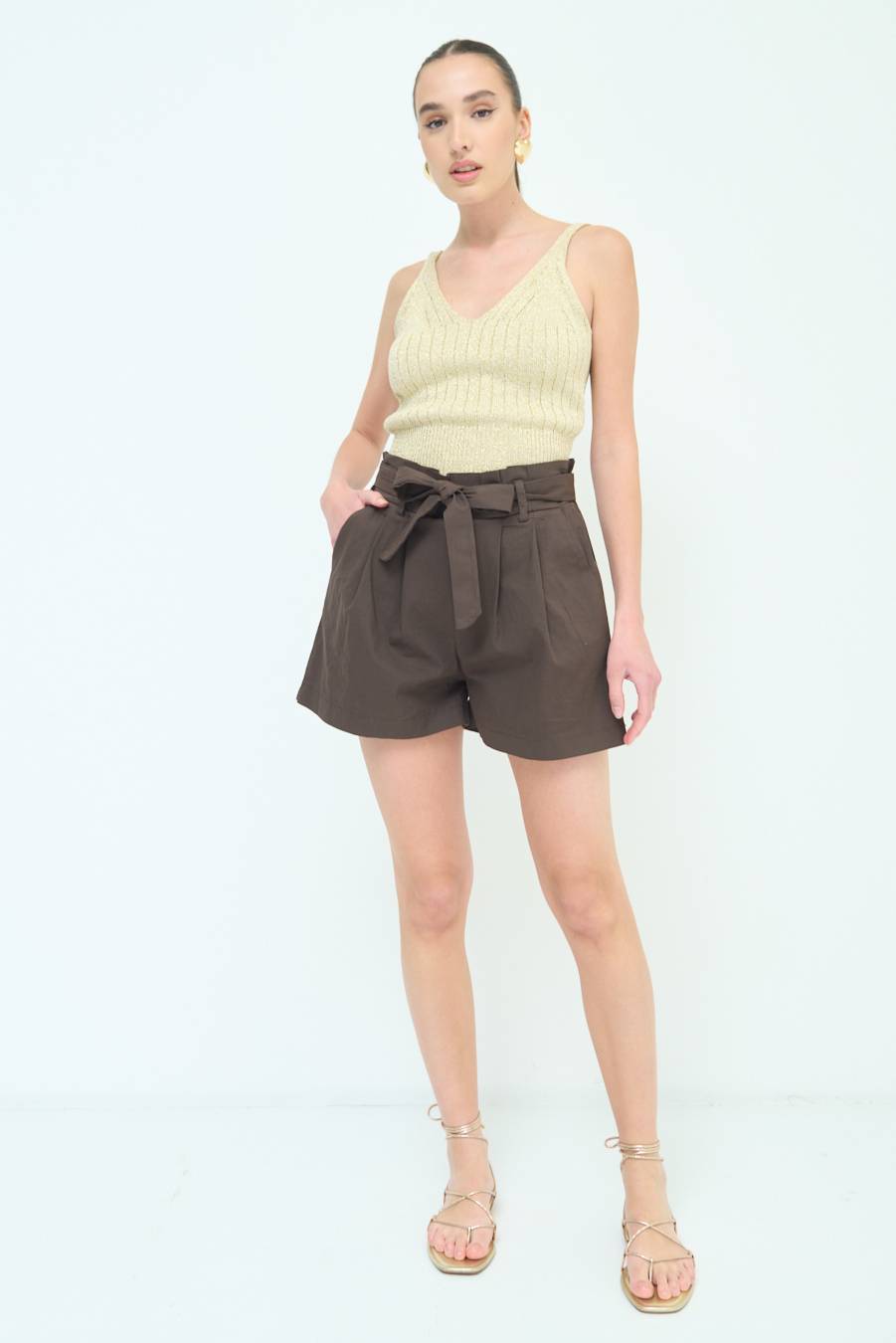 Kikisix SHORT CON CINTURA FASCIA MORO Offerte stagionali