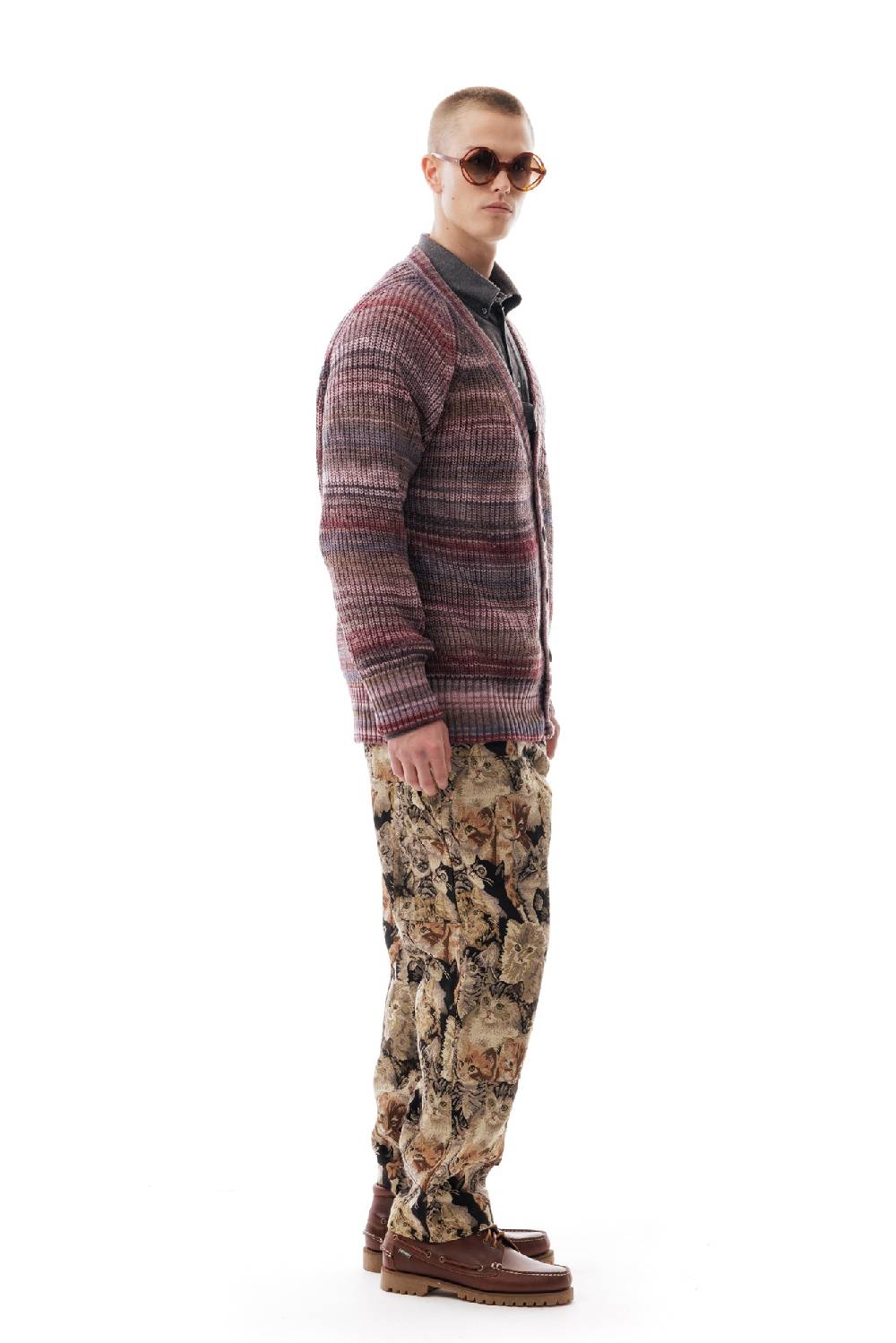 Lc23 Multicolor Cardigan Purple/Grey Qualità