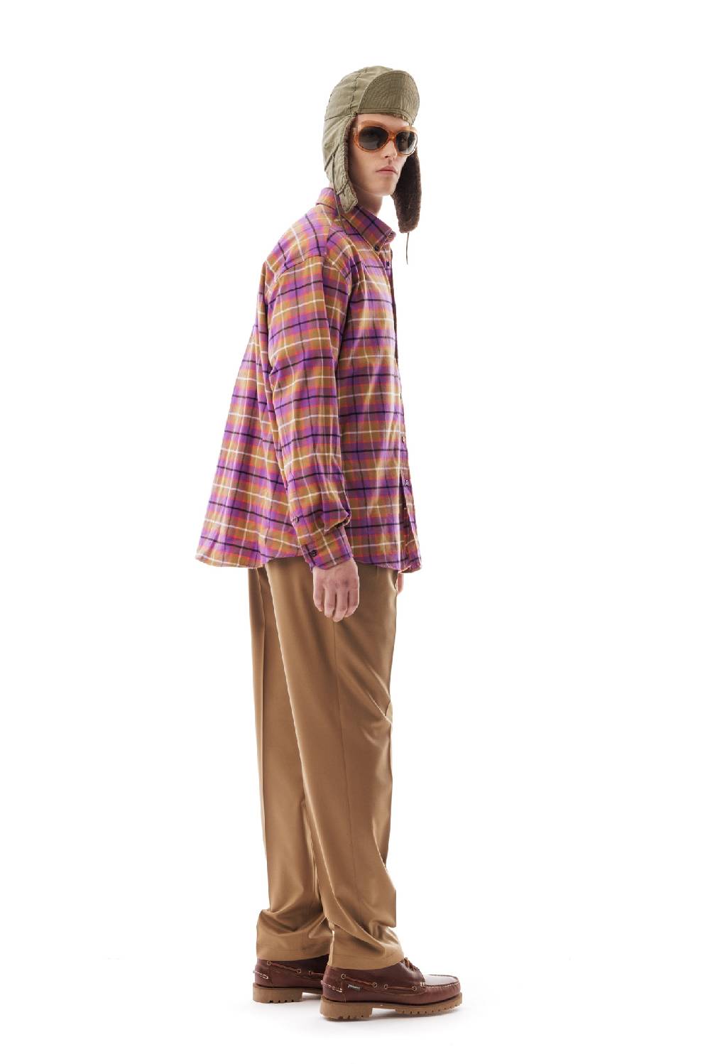 Lc23 Flannel Check Shirt Camel/Purple Sottocosto