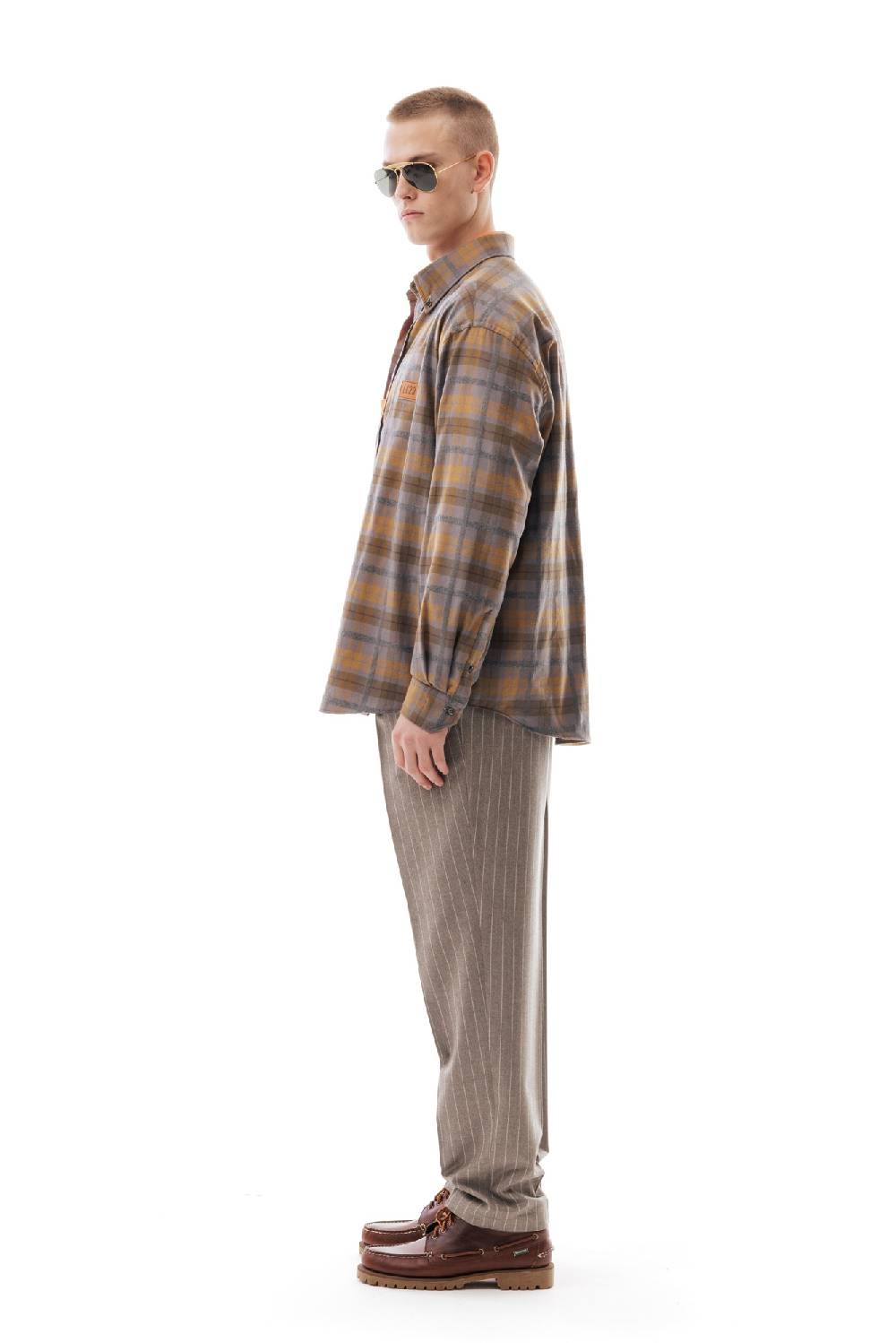 Lc23 Flannel Check Shirt Grey/Camel Convenienza