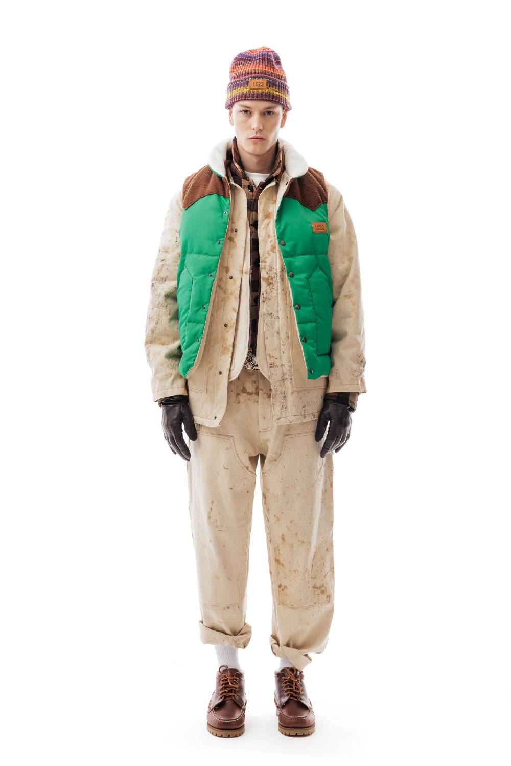 Lc23 Paneled Down Vest Green