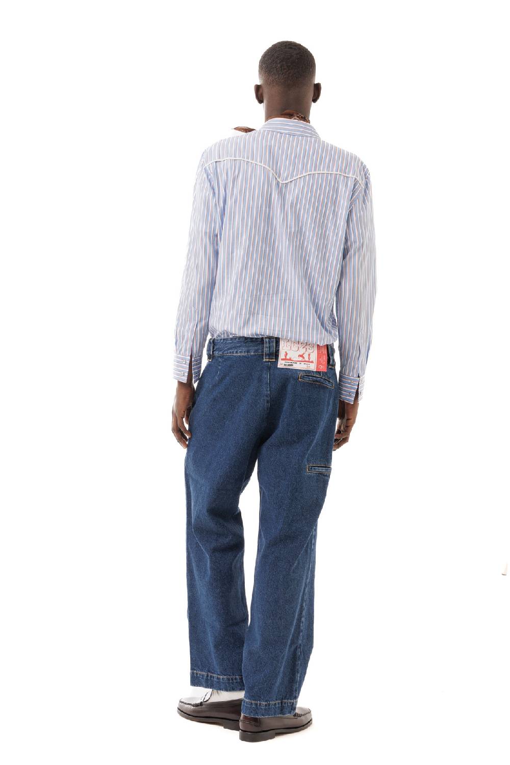 Lc23 Stripes Western Shirt Blue-Brown Negozio