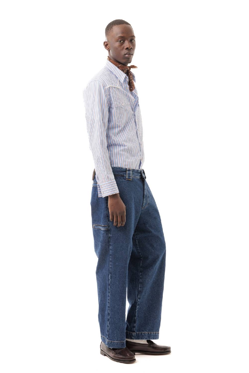 Lc23 Stripes Western Shirt Blue-Brown Negozio