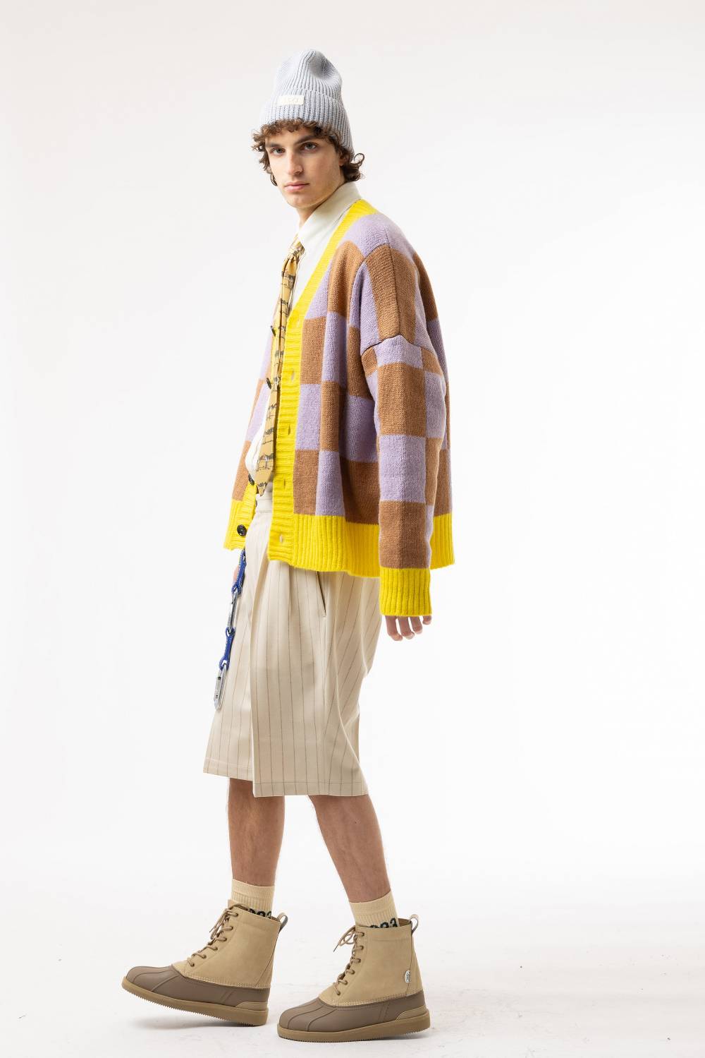 Lc23 Checkered Cardigan Lille/Yellow/Camel Super Saving Price